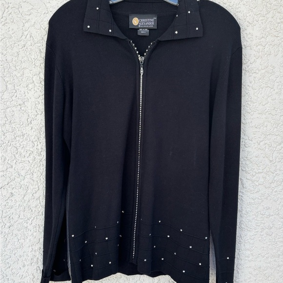 Christine Alexander Black Sweater‎ with Silver Accents - Picture 3 of 7